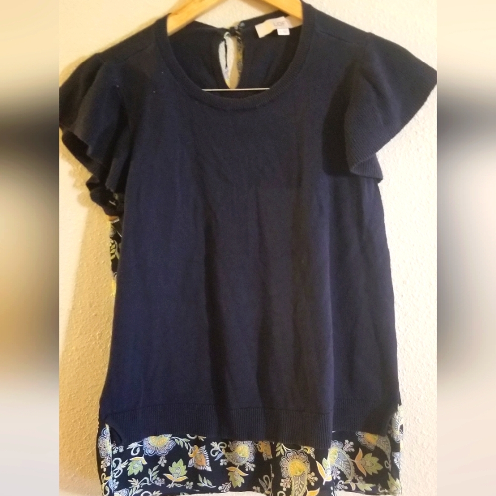 Loft Womens Navy Blue Top Size S